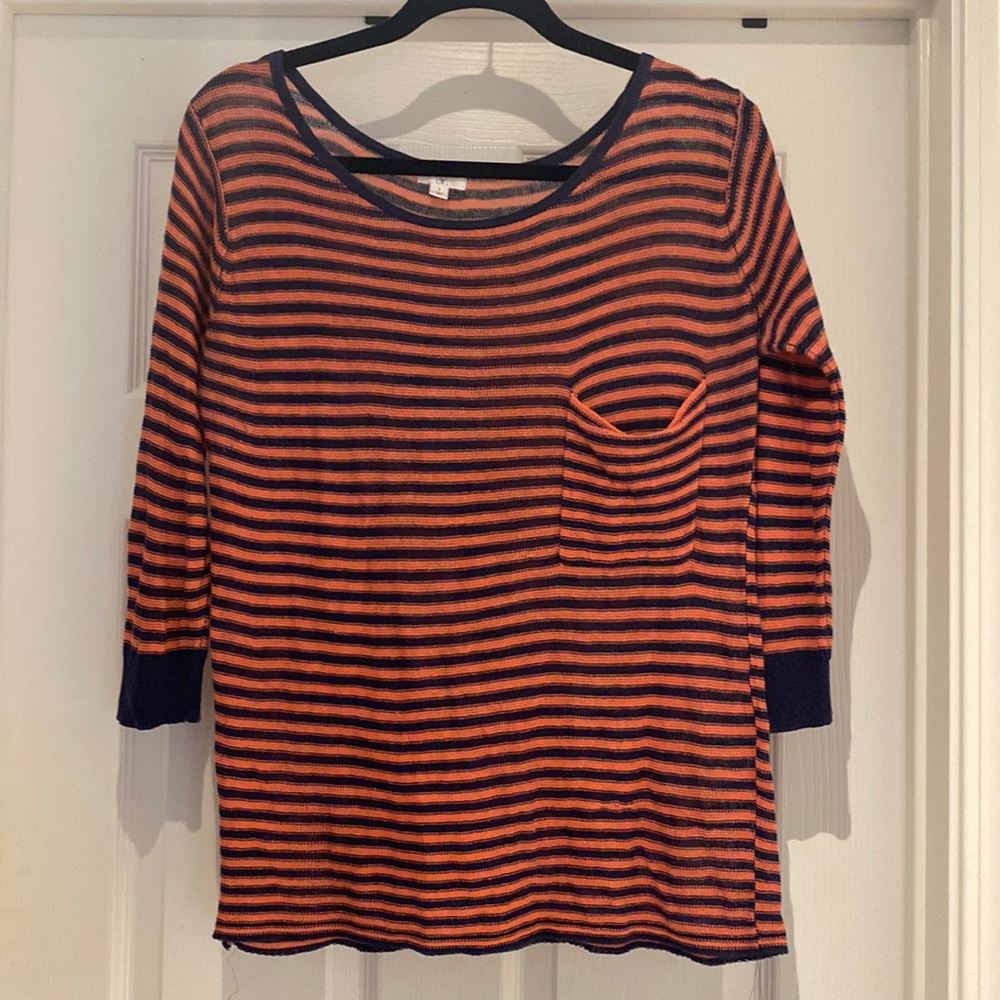 Coral/blue striped sweater